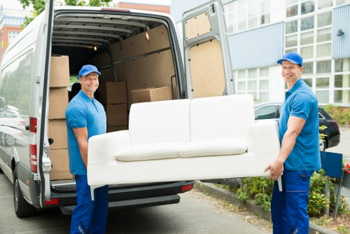 House removals team moving belongings in Bloomsbury street