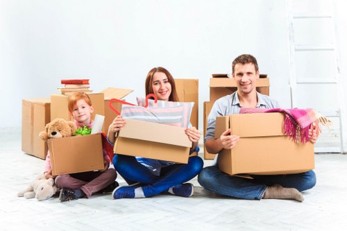 Packed boxes and furniture prepared for a local relocation
