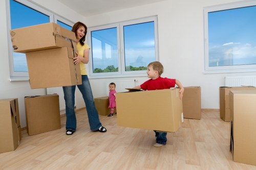 Packed boxes and furniture ready for a Bloomsbury home removal