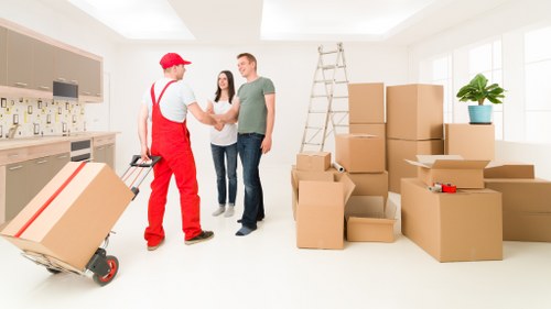 Careful loading and unloading for a Bloomsbury moving van
