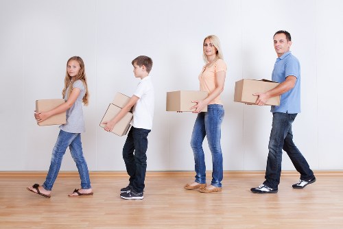 Packed boxes and furniture ready for a Bloomsbury relocation