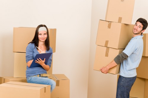 Careful loading of household items into a removals van